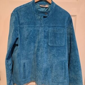 Chico's Teal Blue Suede Leather Jacket
